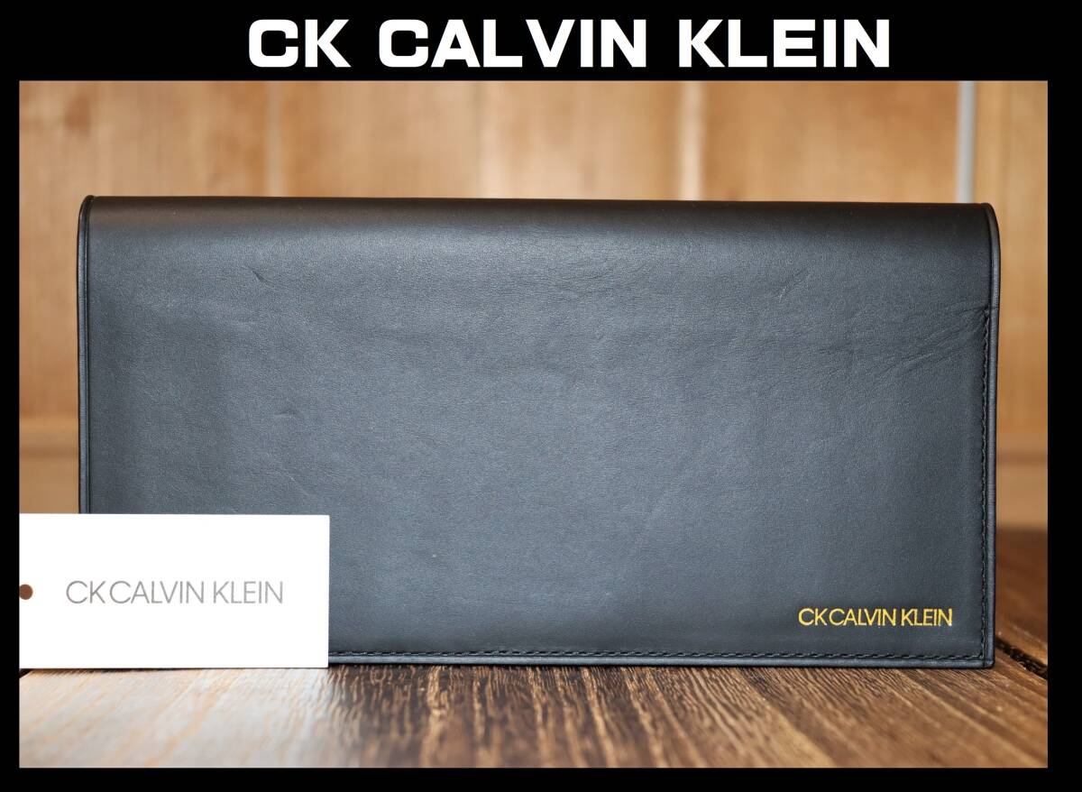 送料無料 即決【未使用】 ck Calvin Klein ★ 牛革/豚革 ゲイン 長財布 ★ カルバンクライン 税込定価1万7600円 825614 カーフレザー_画像1