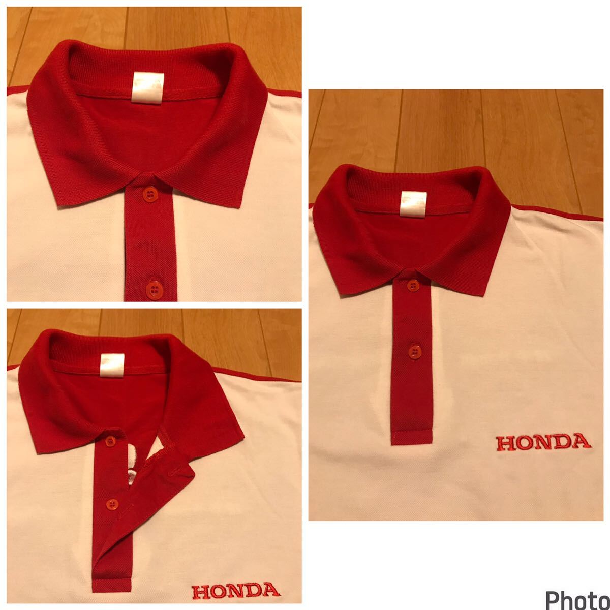  хорошая вещь *HONDA/ Honda * Honda научно-исследовательский институт промышленность размер L довольно большой eko. Motor Sport рубашка-поло с коротким рукавом. 2 цветный цвет &3 поверхность Logo вышивка входить / работа штат служащих 
