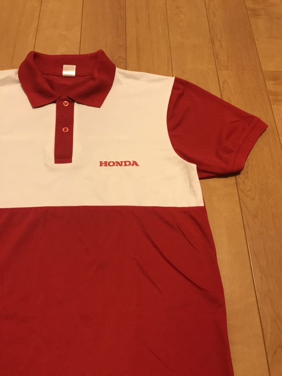  хорошая вещь *HONDA/ Honda * Honda научно-исследовательский институт промышленность размер L довольно большой eko. Motor Sport рубашка-поло с коротким рукавом. 2 цветный цвет &3 поверхность Logo вышивка входить / работа штат служащих 