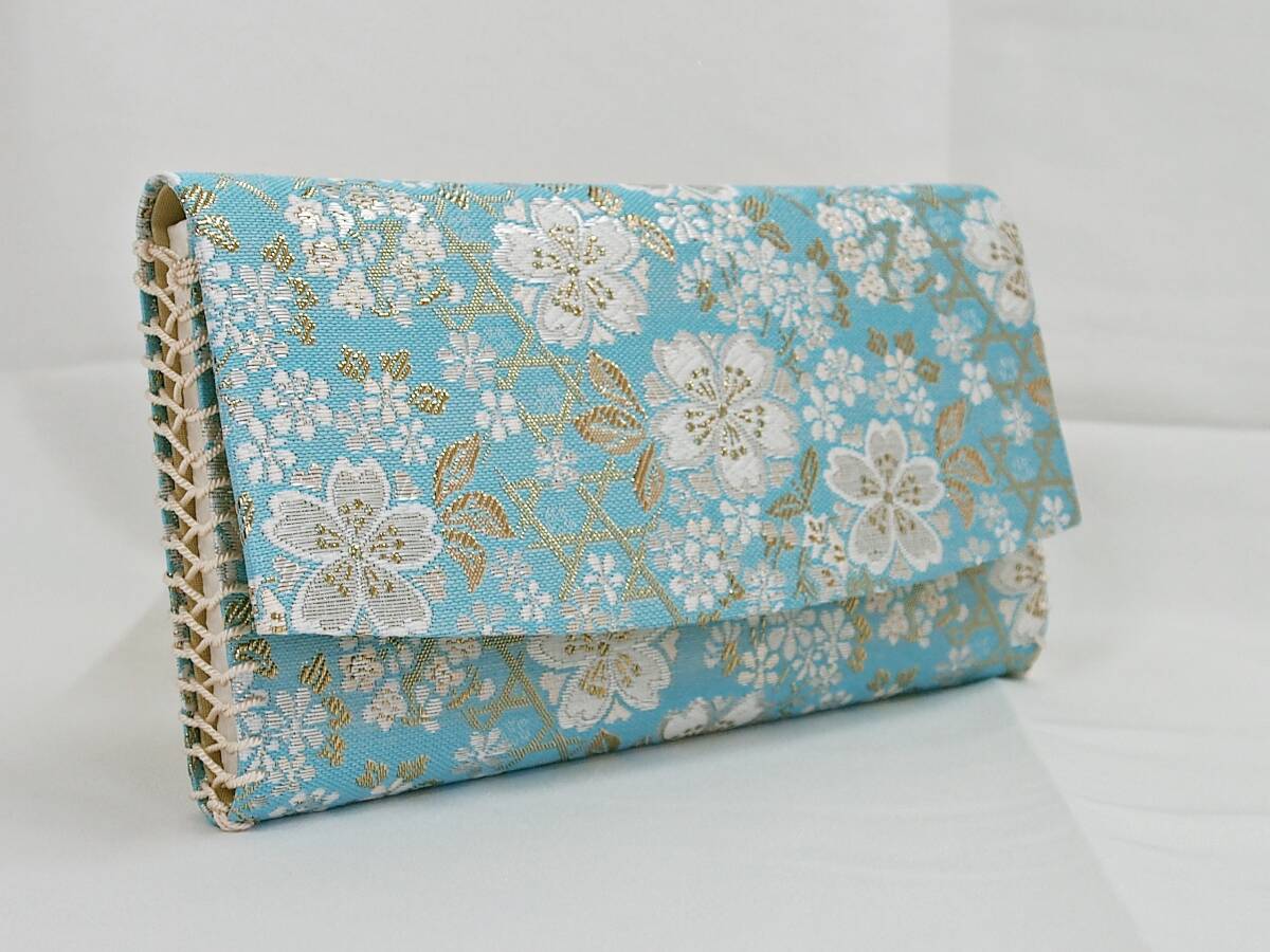 茶道具　懐紙入れ　三つ折り挟み　葵錦　青花びら　人絹　新品