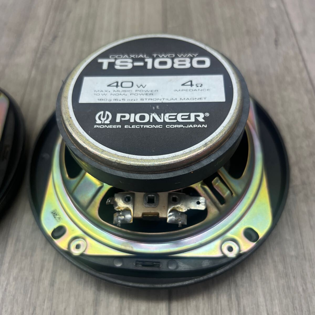 US240429 C-108 Pioneer パイオニア TS-1080 2way スピーカー ペア 40W 音響機器 音響機材 ブラック 動作未確認_画像4