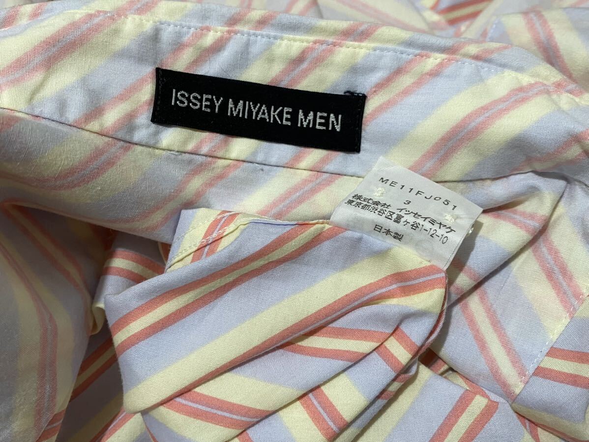 90s 00s ヴィンテージ ISSEY MIYAKE MENイッセイミヤケ メン ボタンダウン シャツ 半袖 抜染 プリント ストライプ 3_画像10