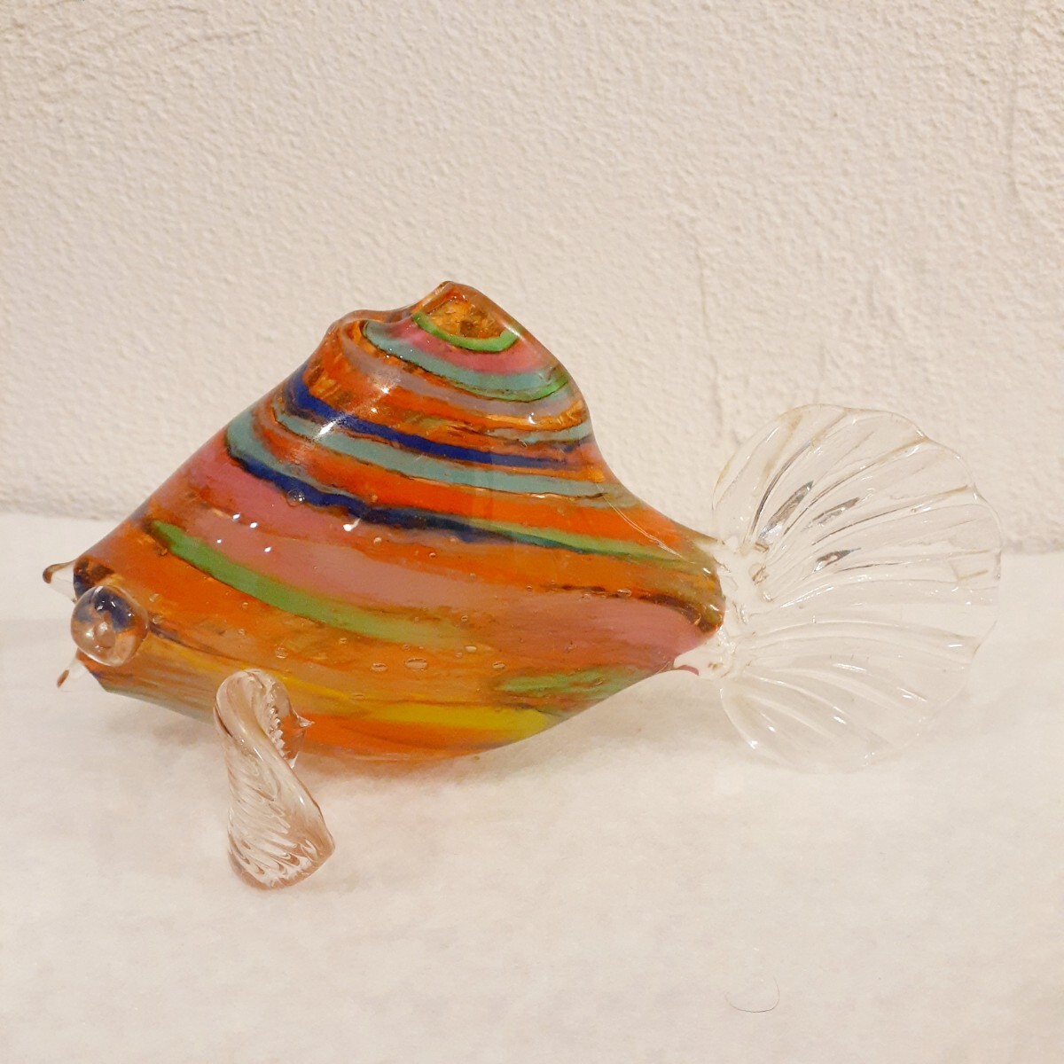 ムラノ ガラス 魚 オブジェ 花瓶 花入 約H8.5cm×16cm×8.2cm(青魚)