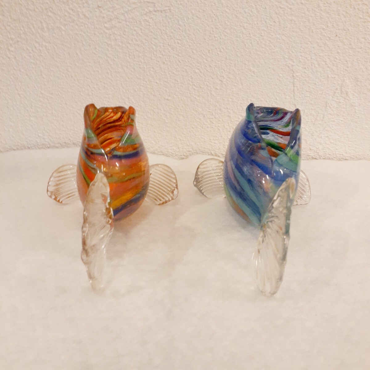 ムラノ ガラス 魚 オブジェ 花瓶 花入 約H8.5cm×16cm×8.2cm(青魚)_画像6