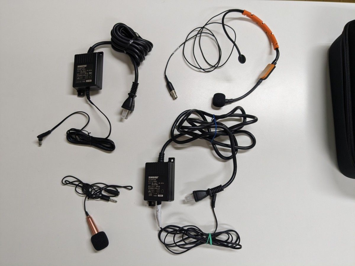 SHURE ワイヤレスヘッドセット 本体セットジャンク SHURE シュア ワイヤレスヘッドセット 送信機 受信機1式ケース込