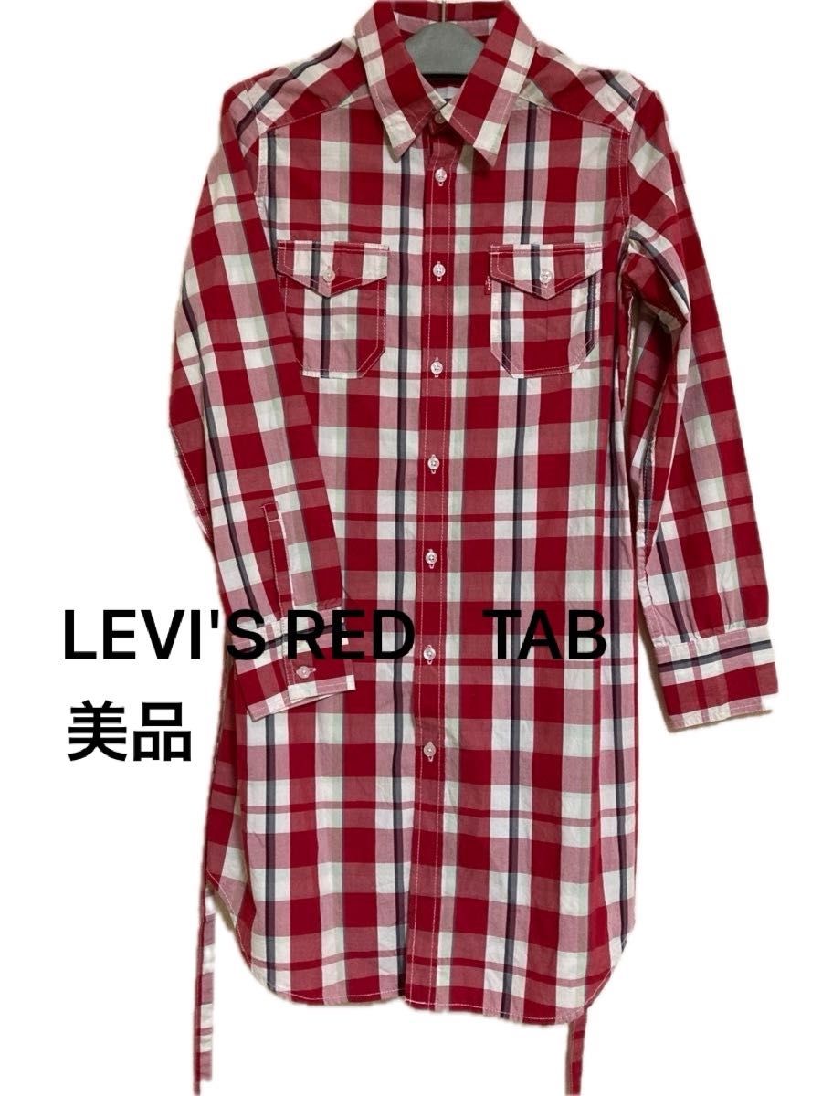 LEVI'S  チェック柄 長袖シャツ シャツ チェック　赤　レッド　Mサイズ　美品　ワンピース　リーバイス