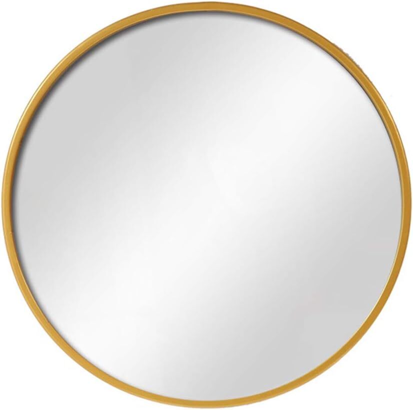 鏡 壁掛け バスルームウォールミラーアイアンアートドレッシングミラーメイクアップミラー家庭用ラウンドミラー(ゴールド)_画像6