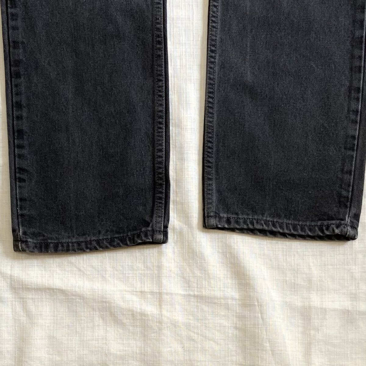 90sビンテージ LEVIS 505 USA製 黒 ブラックデニム パンツ W32 裾 オリジナル アメリカ製 ブラックジーンズ リーバイス LEVI'S 米国製 古着_裾はオリジナルのままです。裾上げなしです