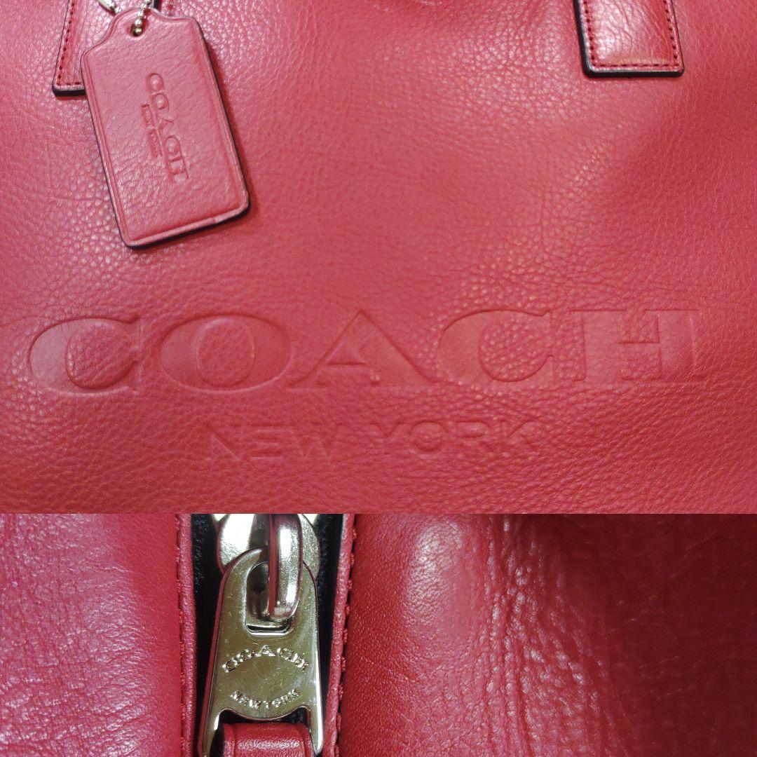 【極美品】コーチ COACH マーサー トートバッグ 大容量 ビジネスバッグ メンズ レザー 革 A4/PC可 ショルダー 肩掛け ビッグロゴ 赤 レッド_画像8