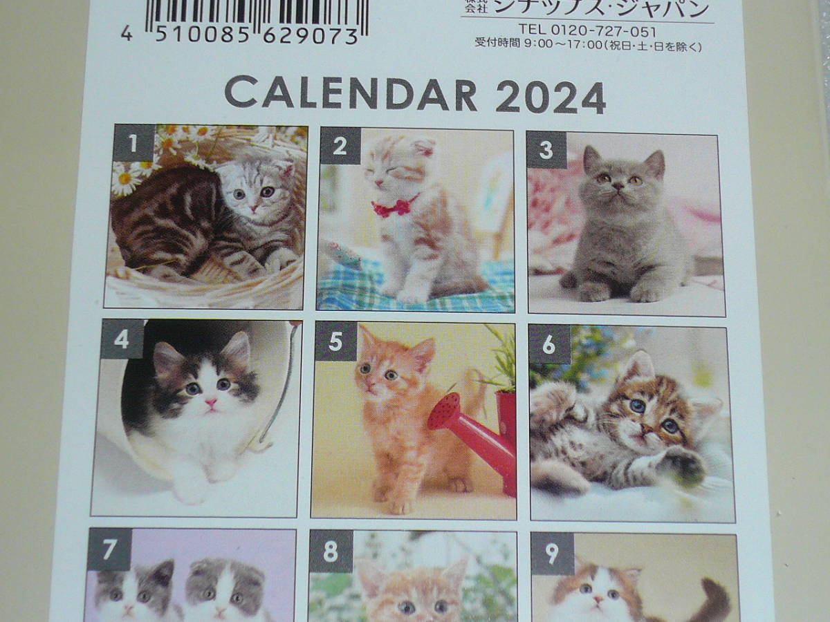 シナップスジャパン 2024年度 猫カレンダー 卓上タテ型 リングタイプ 未開封品_画像3