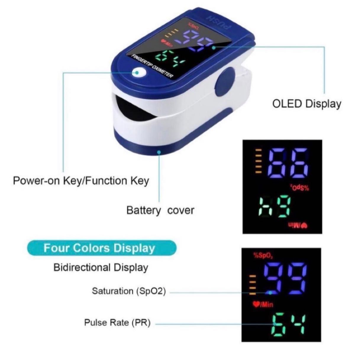 酸素濃度計 家庭用 血中酸素濃度測定器 心拍計 非医療用 非パルスオキシメーター