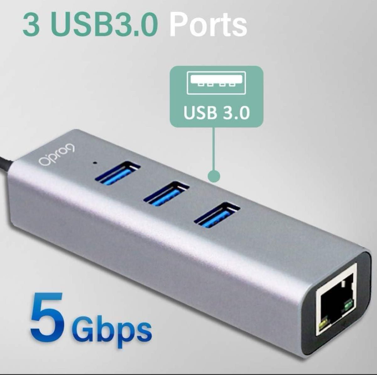 USB-C 3ポート USB3.0 イーサネットアダプター ハブ シルバー