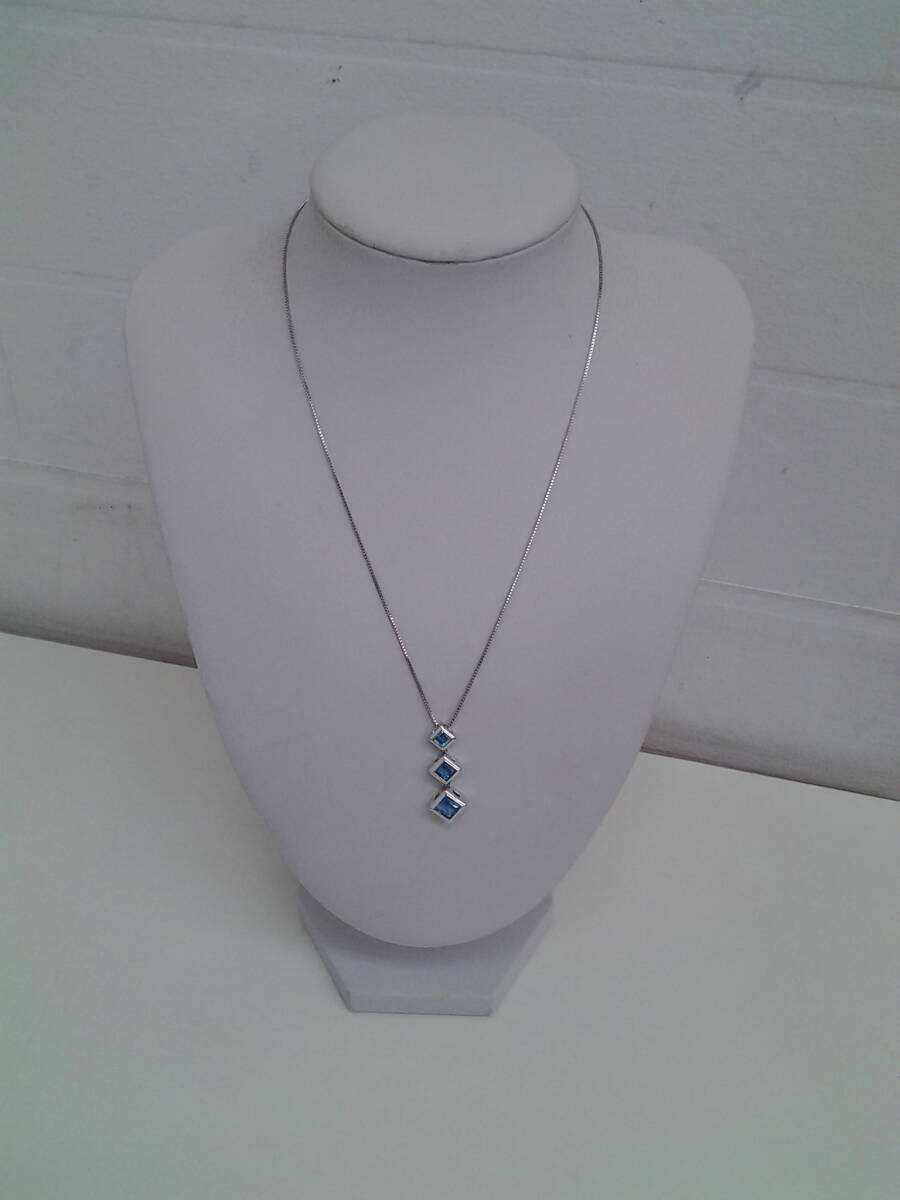 SILVER 925 necklace blue stone 3 ream Venetian chain blue 4.3g