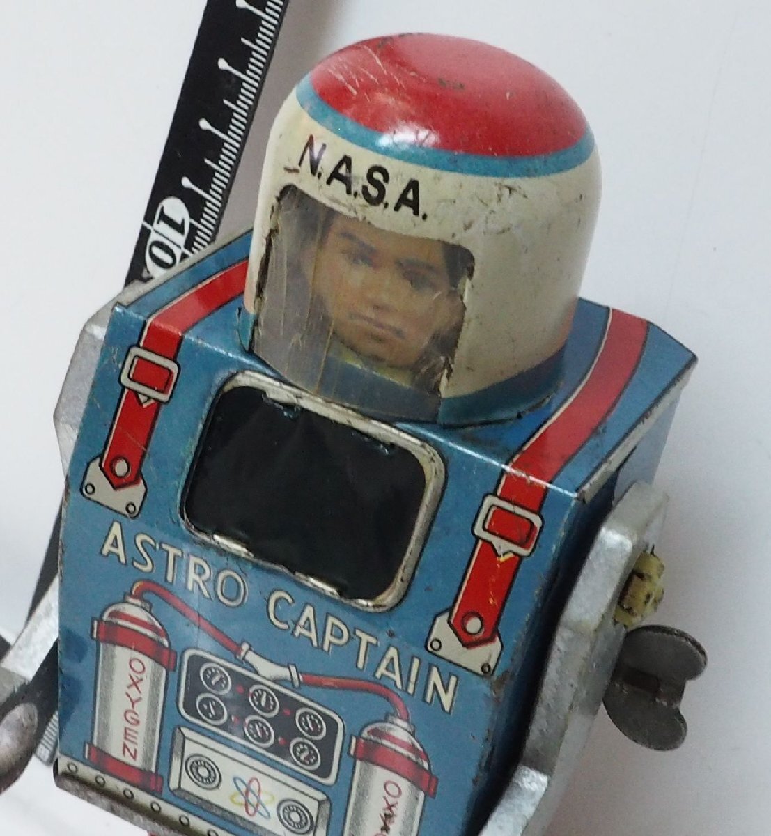 DAIYA【NASA ASTRO CAPTAIN ナサ アストロ キャプテン ゼンマイ動作確認済 】当時物ブリキ玩具TIN TOY■ダイヤ 寺井商店【箱無】0961_画像３