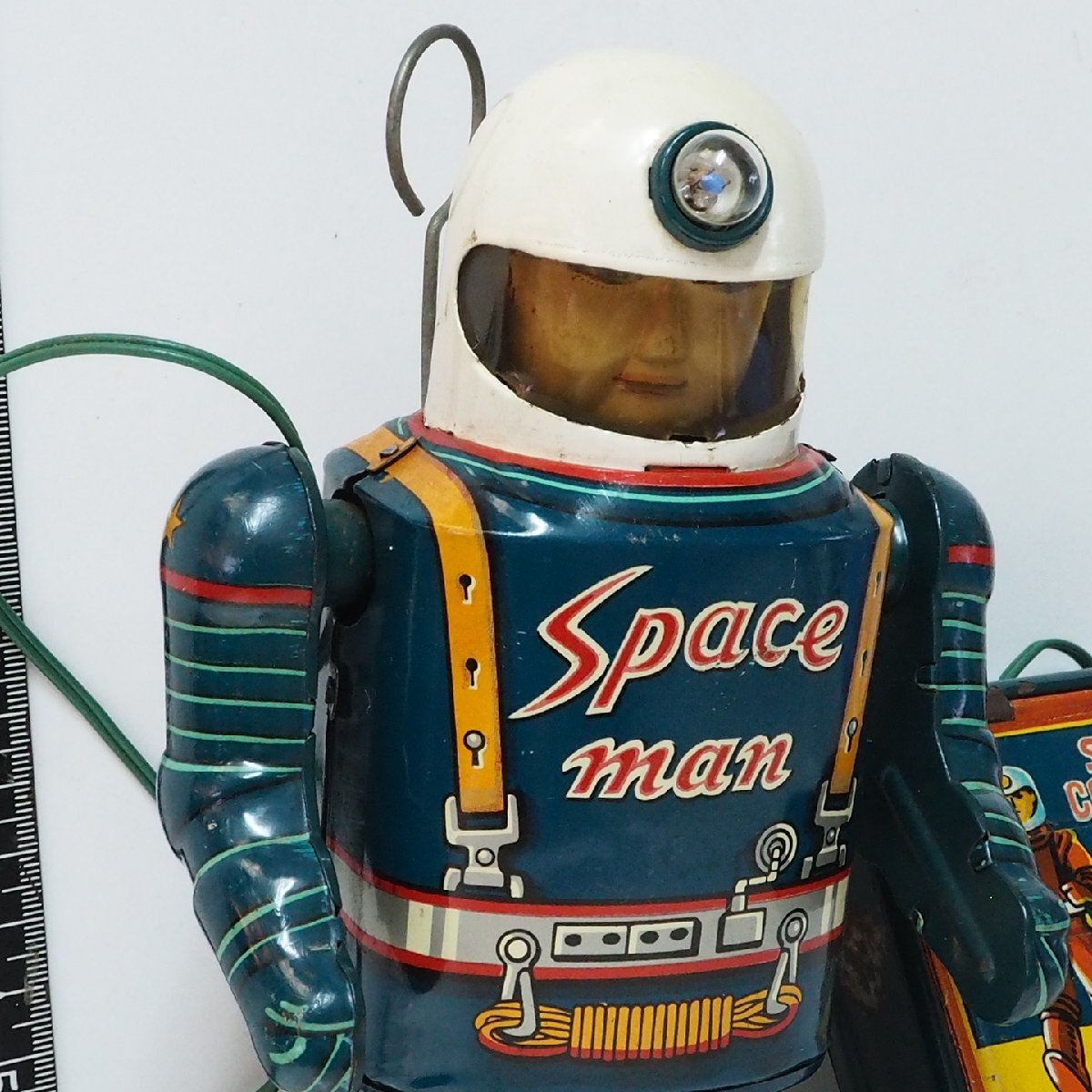 増田屋【SPACE MAN スペースマン リモコン電動歩行 動作確認済 宇宙飛行士 アストロノーツ】当時物ブリキMODERN TOYS マスダヤ【箱無】0965_画像２