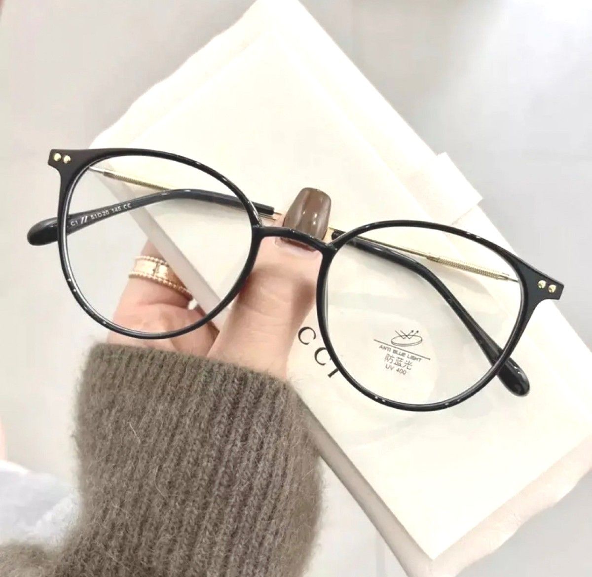 近視メガネ －1.0 黒色 近視用 度入りメガネ 度付き 近眼 スペア ボストン 男女兼用