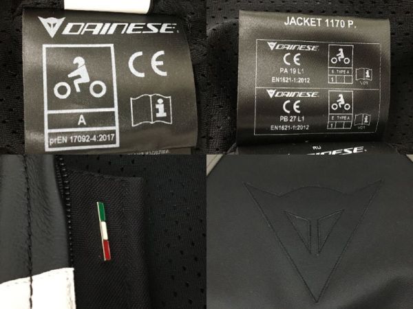 K11-476-0512-129【中古/送料無料】DAINESE(ダイネーゼ) レザージャケット プロテクター付き バイクウェア メンズ サイズ:52_画像7