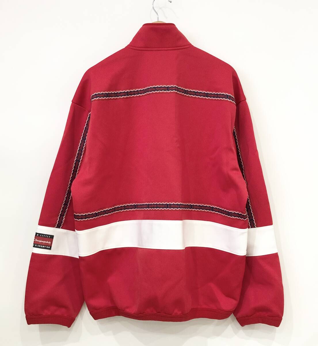 90s Champion products U.S.A. トラックジャケット ジャージ ブルゾン 赤 CW1210 チャンピオン 古着 ヴィンテージ SIZE：M■0513M_画像2