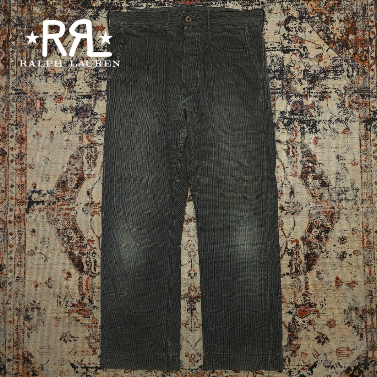 【逸品】 RRL Black Gray Carpenter Trousers 【32×30】 ブラックグレー カーペンター トラウザー 剣道着 黒 Ralph Lauren 月桂樹 パンツの画像1