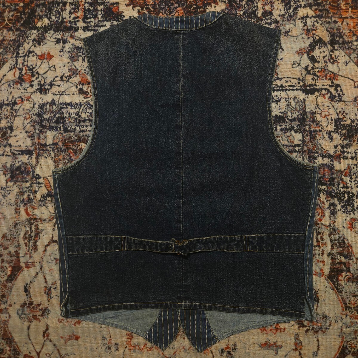 【名作】 RRL Wabash Striped Vest 【M】 ウォバッシュ ストライプ ベスト 2012年最高傑作品 Ralph Lauren ジレ デニム CRAFTSMAN 肉厚の画像6