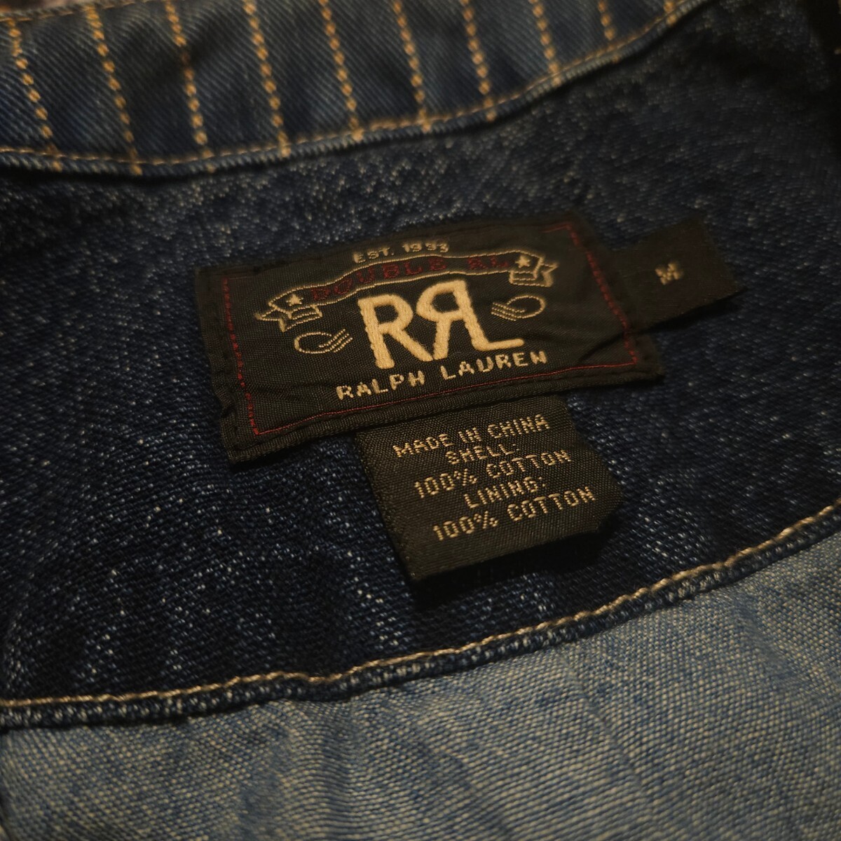 【名作】 RRL Wabash Striped Vest 【M】 ウォバッシュ ストライプ ベスト 2012年最高傑作品 Ralph Lauren ジレ デニム CRAFTSMAN 肉厚の画像3
