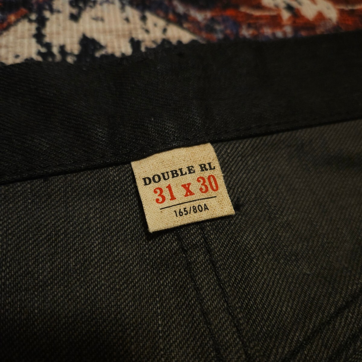 【USA製】 RRL Black On Black Selvage Slim Fit Jeans 【31×30】 ブラック スリムフィット ジーンズ デニム 肉厚 黒 レザー Ralph Laurenの画像4