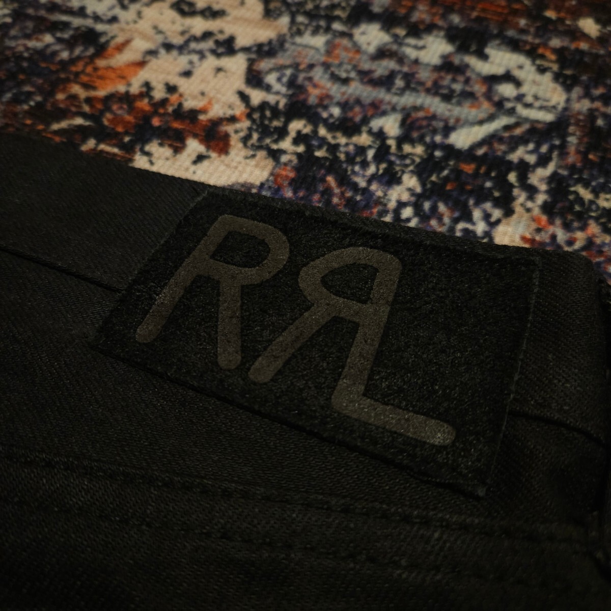 【USA製】 RRL Black On Black Selvage Slim Fit Jeans 【31×30】 ブラック スリムフィット ジーンズ デニム 肉厚 黒 レザー Ralph Laurenの画像9