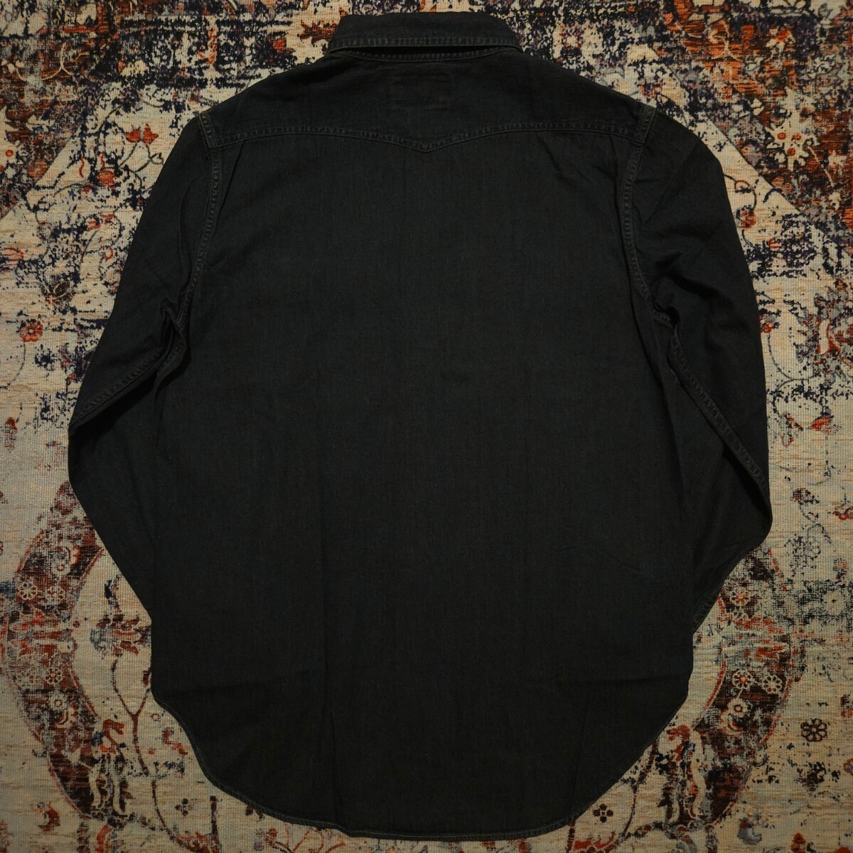 【逸品】 RRL Black Indigo CPO Denim Shirt 【M】 ブラックインディゴ デニムシャツ 米国海軍下士官 アンカー チンスト Ralph Lauren _画像10