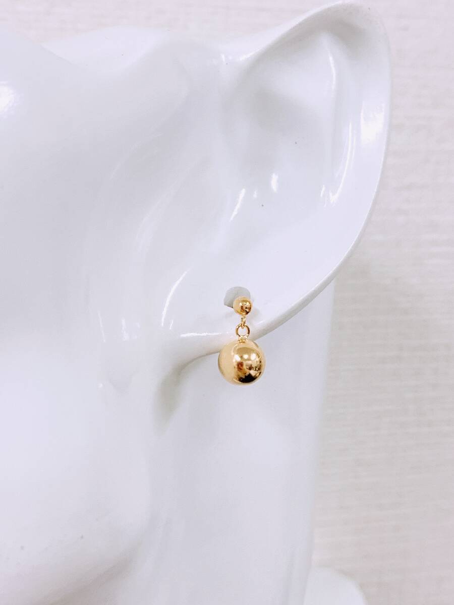 [ new goods ]K18YG yellow gold gold 6mm circle sphere earrings made in Japan .. under .. type 