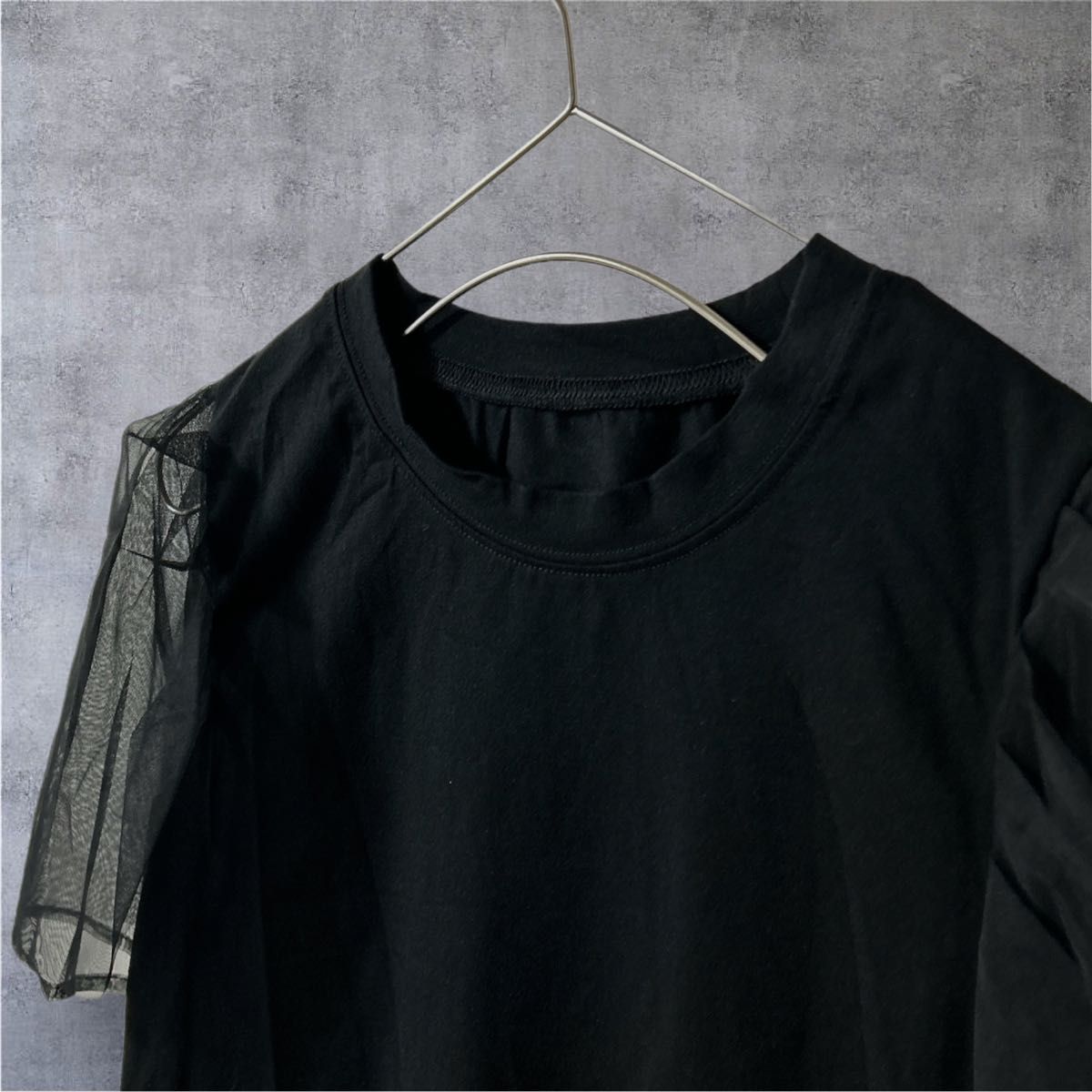 【Tシャツ】袖口がオーガンジーで可愛い☆シンプルデザイン