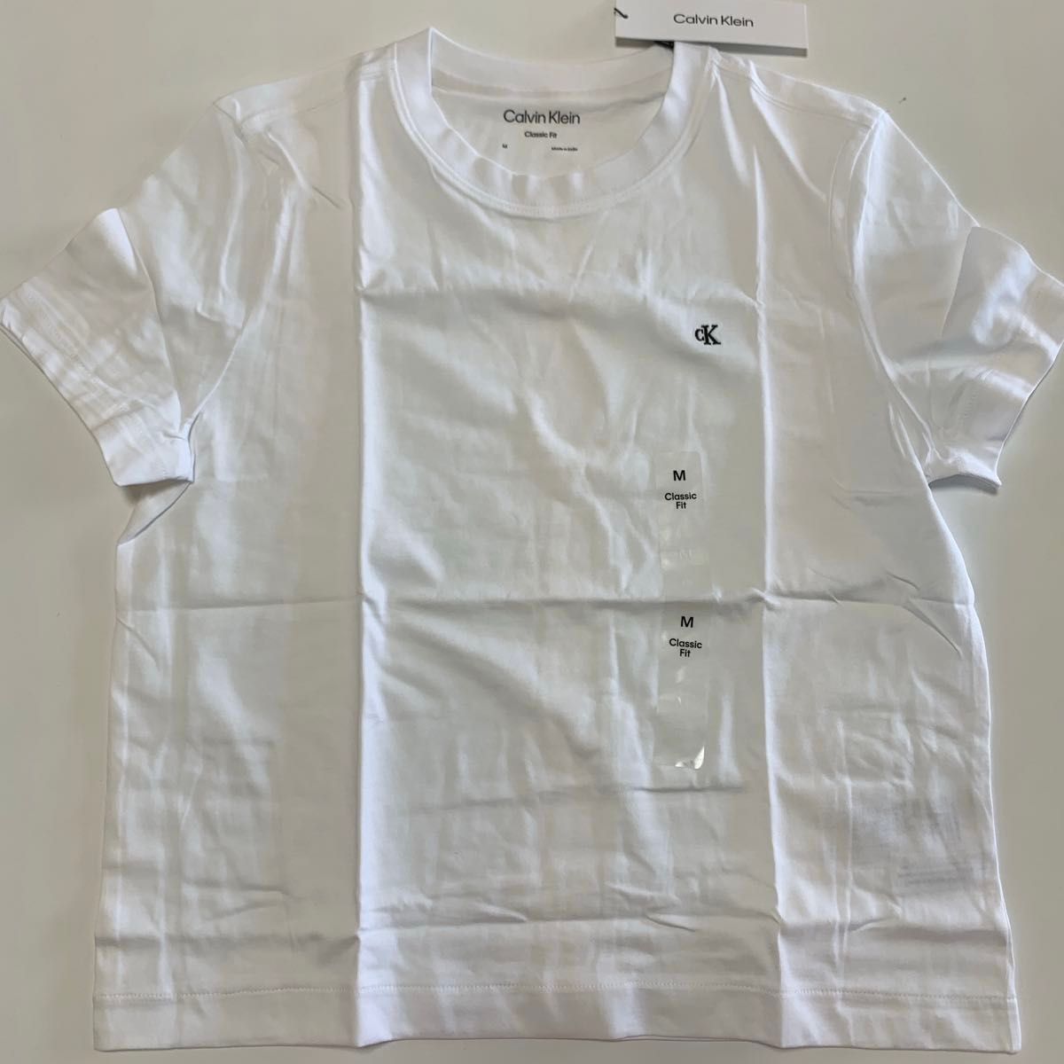 【新品】カルバンクライン Tシャツ CKロゴ 白 XS