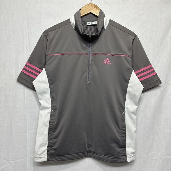 adidas golf Adidas Golf Short short sleeves jacket half Zip up wear M men's gray series TaylorMade b19194