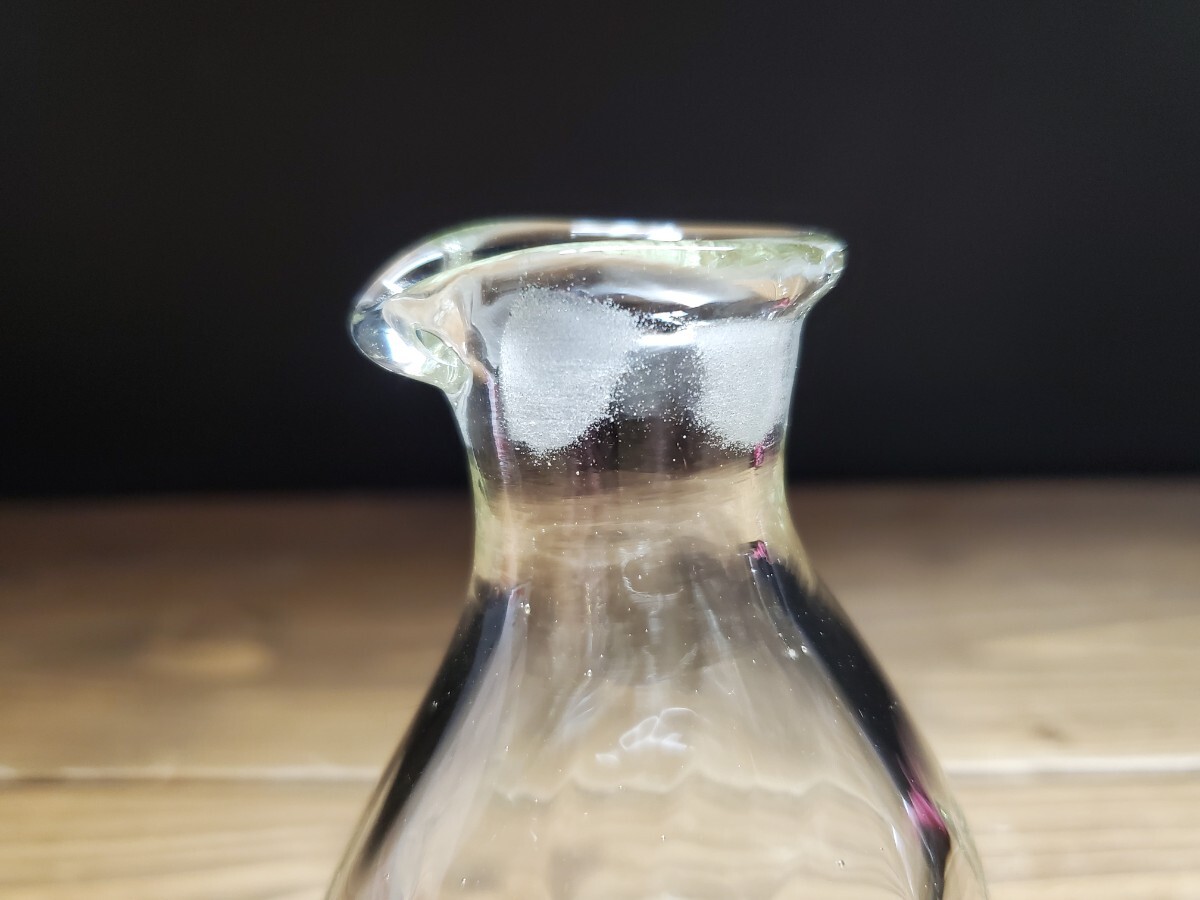 倉敷ガラス 吹きガラス 水差し 気泡 ガラス瓶 徳利 硝子 (ゆうパック60)_画像3