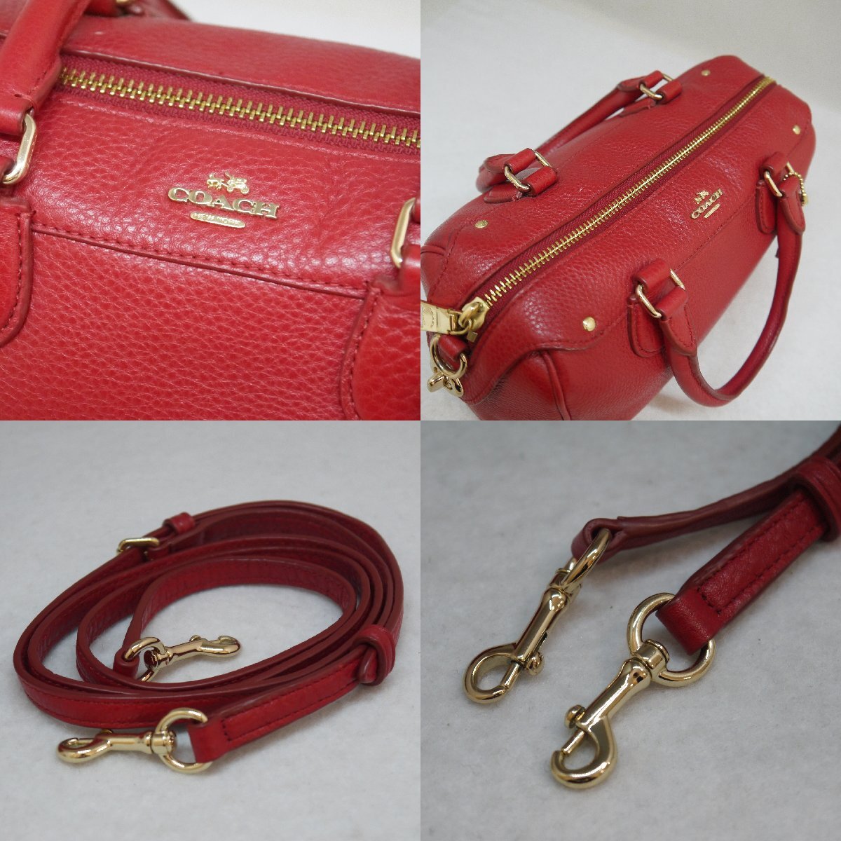 USED品・保管品 COACH コーチ F36677 2way ショルダーバッグ ハンドバッグ レザー レッド レディースバッグの画像4