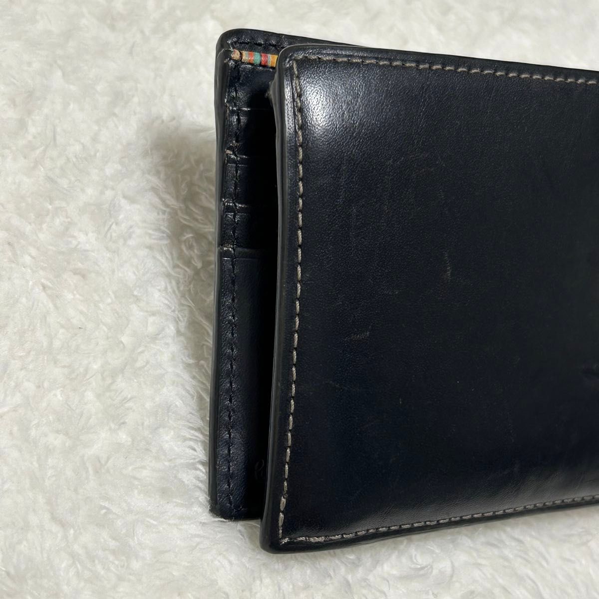 Paul Smith ポールスミス マルチストライプ レザー 本革 二つ折り財布 財布 コンパクトウォレット