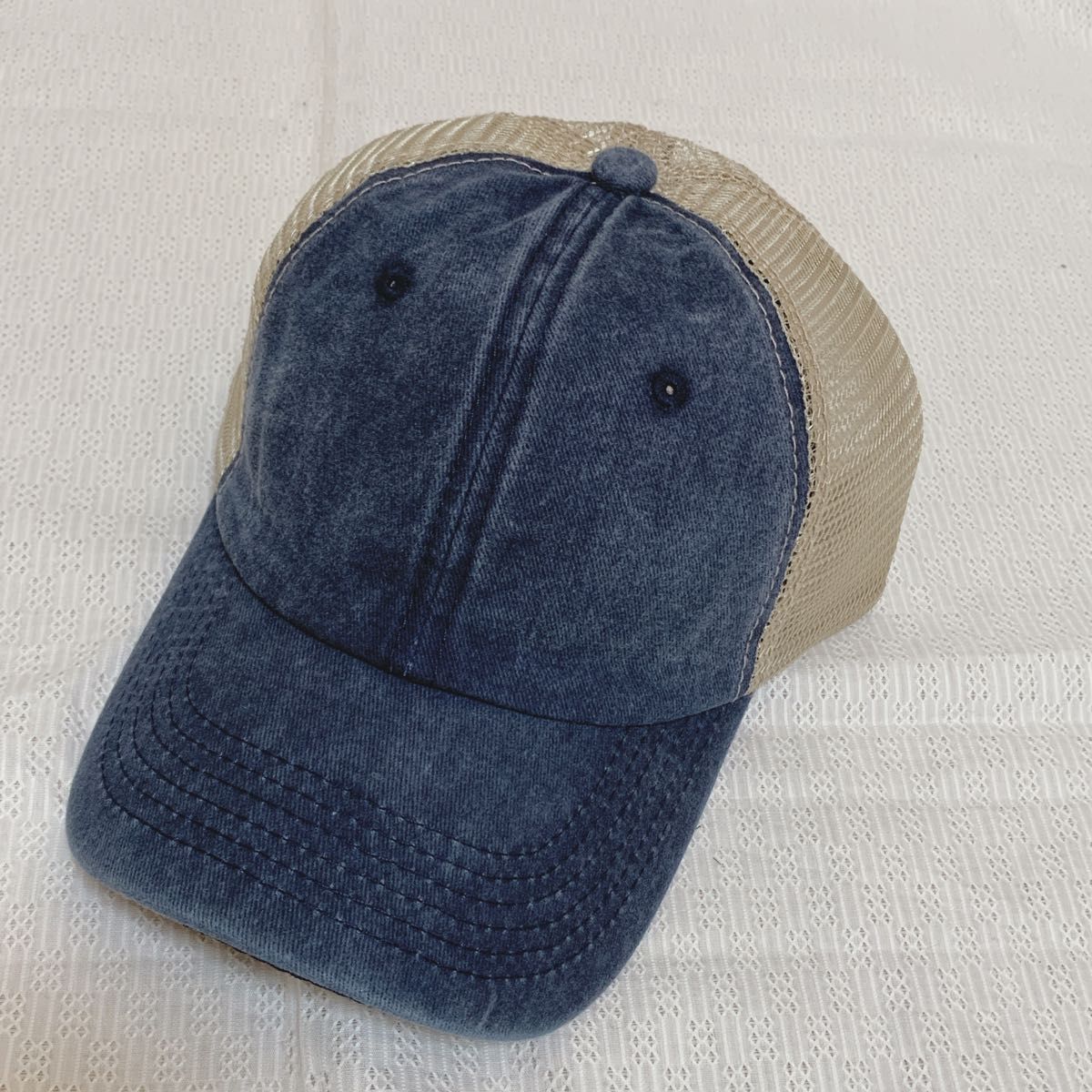 ネイビー 紺色 メッシュキャップ 男女兼用 ウォッシュ加工 レディース メンズ 帽子  UVカット 紫外線対策 日焼け防止