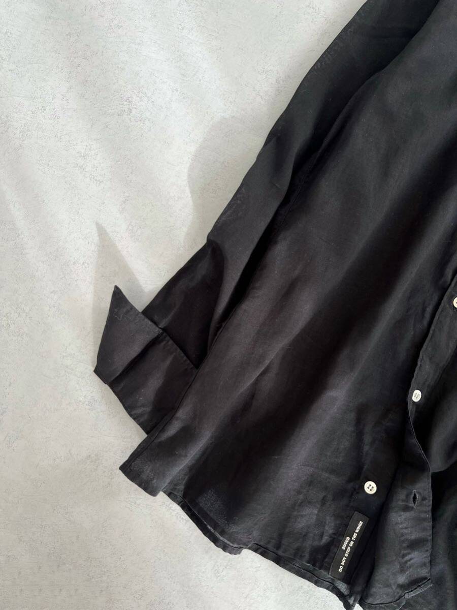 [ cat pohs postage 230 jpy 2 point and more free shipping ]ZUCCa Zucca linen shirt black lady's M size 