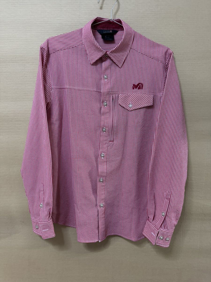 MILLET ミレー　速乾チェックシャツ　メンズM（日本L）　ポリエステル　MIV01063 長袖シャツ_画像1