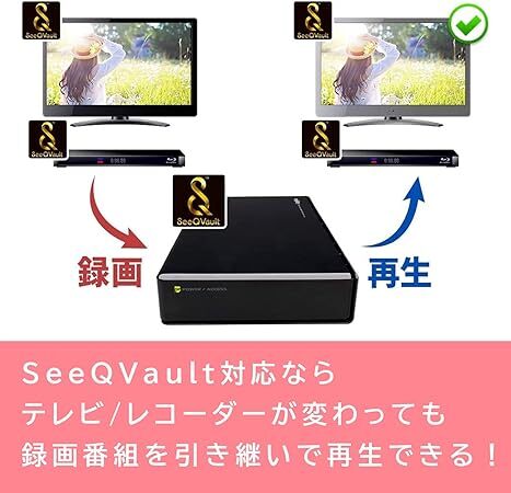 【新品】ロジテック 外付け HDD SeeQVault対応 テレビ録画用 ハードディスク 8TB LHD-ENB080U3QW_画像3