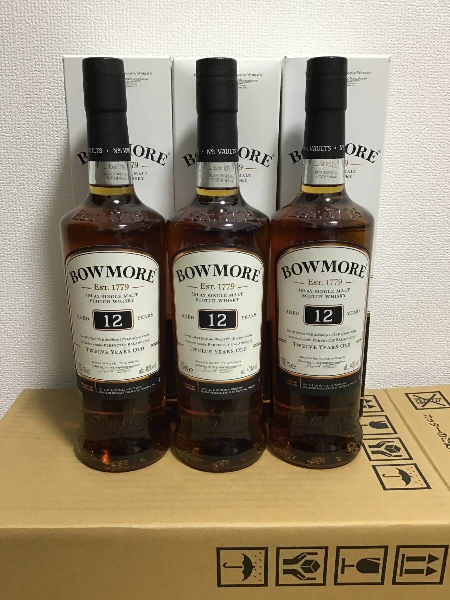 未開栓☆【BOWMORE/ボウモア】12年 40％ 700ml ３本セット 箱付の画像1