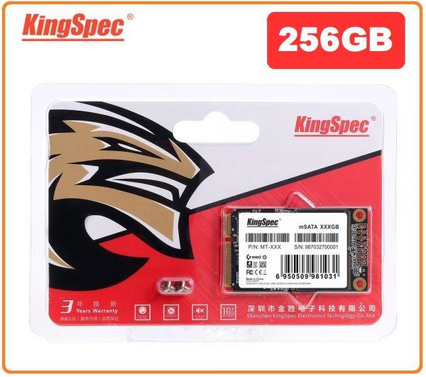 ■新品!!国内対応&90日保証■KingSpec SSD mSATA 256GB 内蔵型 MT-128 3D 高速 3D NAND TLC デスクトップPC ノートパソコン DE022