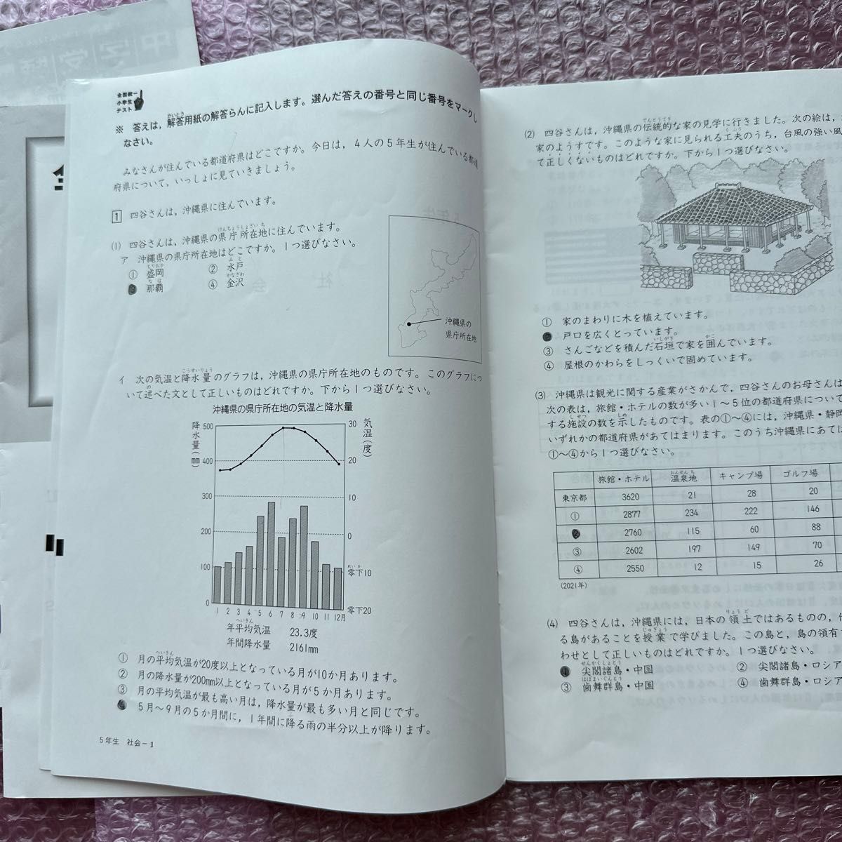 2023年6月小学5年全国統一小学テスト　解答と解説付き　そのほか　問題プリント　セット