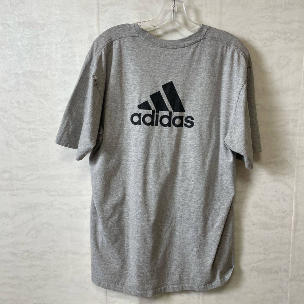 半袖 Tシャツ adidas アディダス　灰色　グレー　サイズXL 両面ロゴ　メンズ　古着_画像7