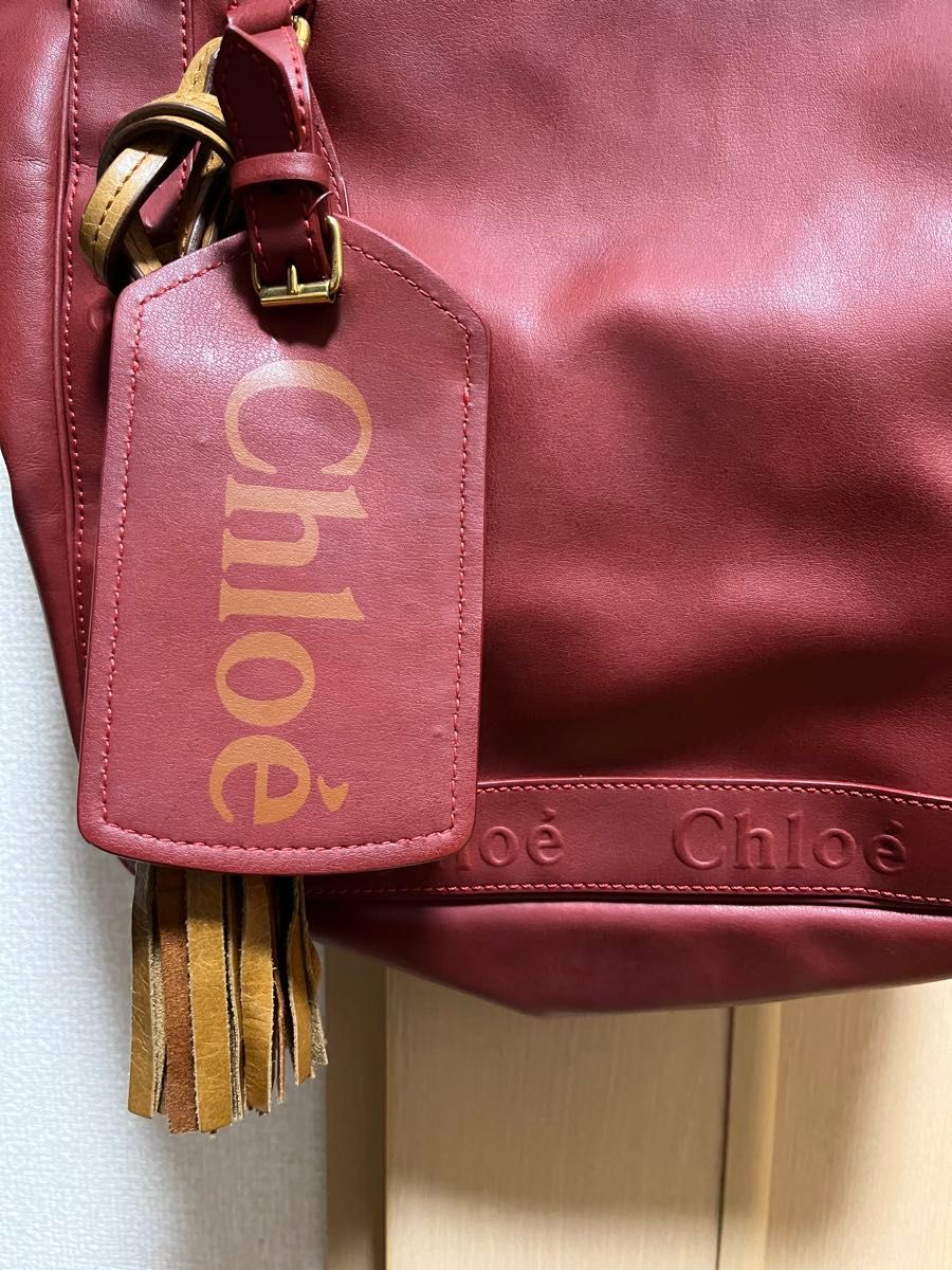 chloe eden エデン　レッド　レザートートバッグ