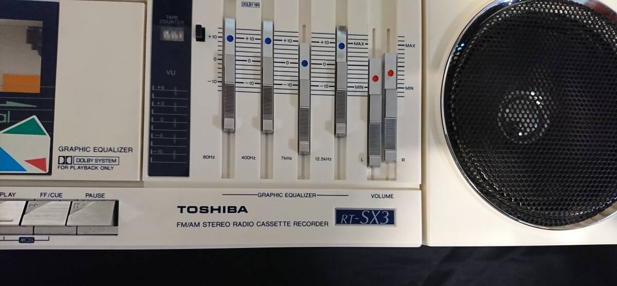 [ radio-cassette ]1 jpy start white white Toshiba TOSHIBA RT-SX3 electrification check ending rare goods Showa Retro that time thing 