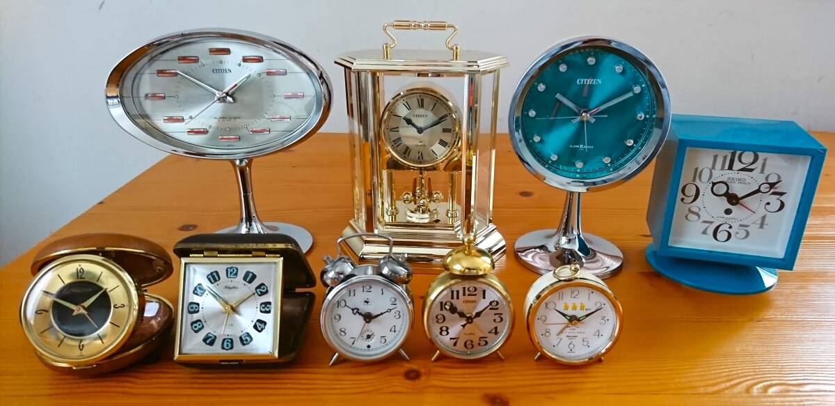 * редкий * настольные часы 9 пункт продажа комплектом Seiko Citizen TOKYO часы ритм часы наматывать часы SEIKO CITIZEN путешествие часы 