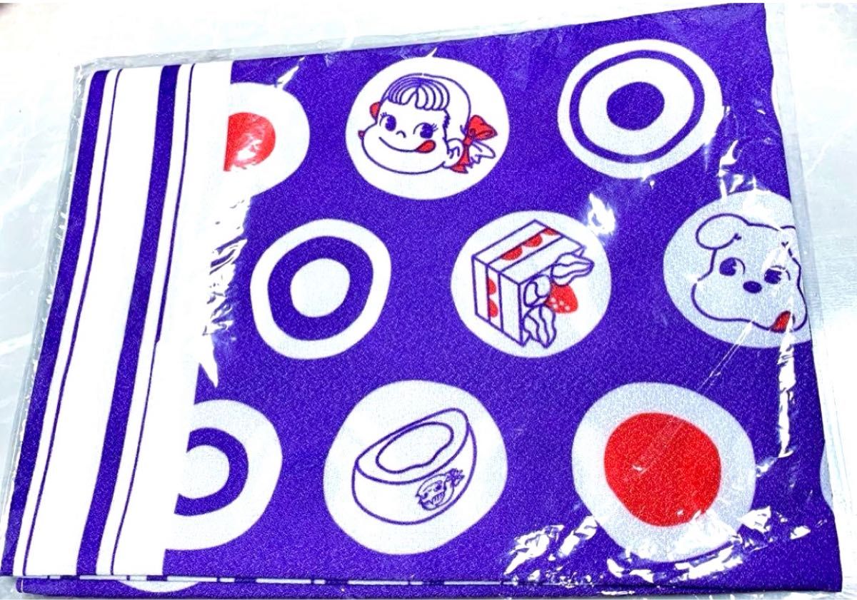 ペコちゃん 風呂敷(ふろしき) 約70×70cm紫 パープル和のエコバッグ不二家 ファミリークラブ　巫女ペコちゃんストラップ