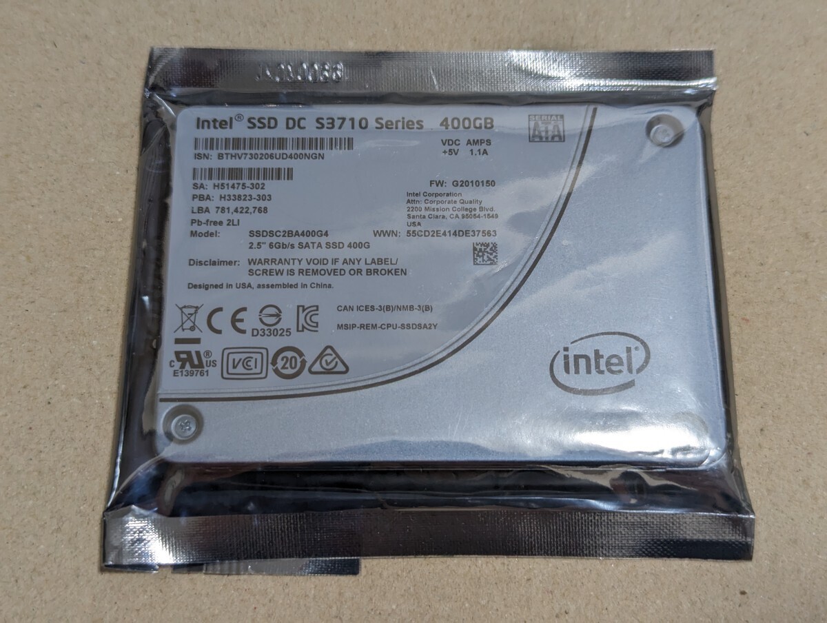 【新品未開封】 Intel SSD DC S3710 Series 400GB SSDSC2BA400G4 2.5インチ SATA データセンター用_画像1