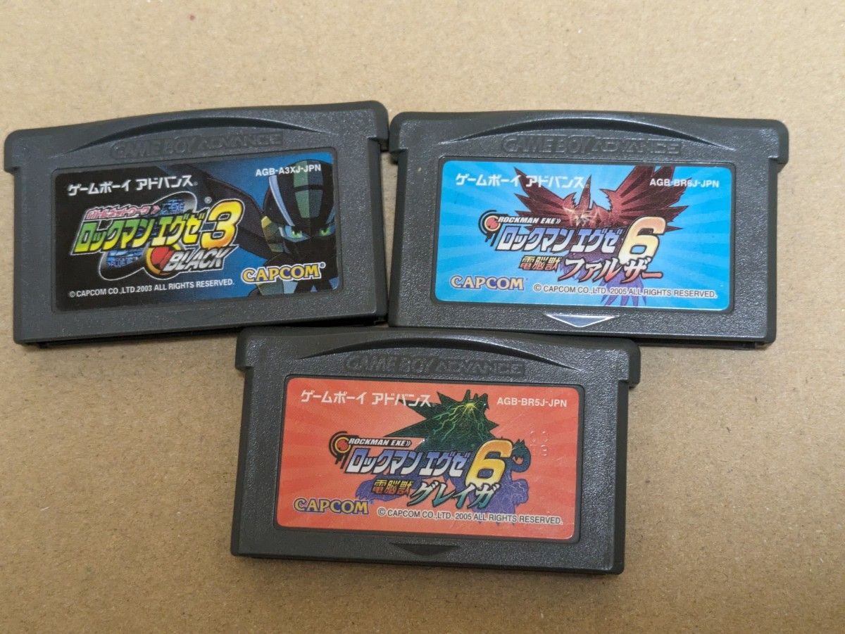 GBA ロックマンエグゼ3 ブラックロックマンエグゼ6電脳獣ファルザー+グレイガ ソフトのみセット