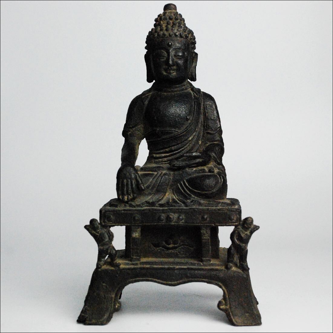 仏教美術 時代物 古銅 釈迦如来坐像 仏像 _画像1